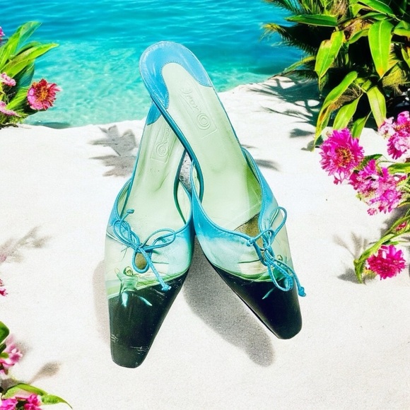 Icon Wearable Art Teal Green Mules Slides Shoes 8.5 - Picture 5 of 14